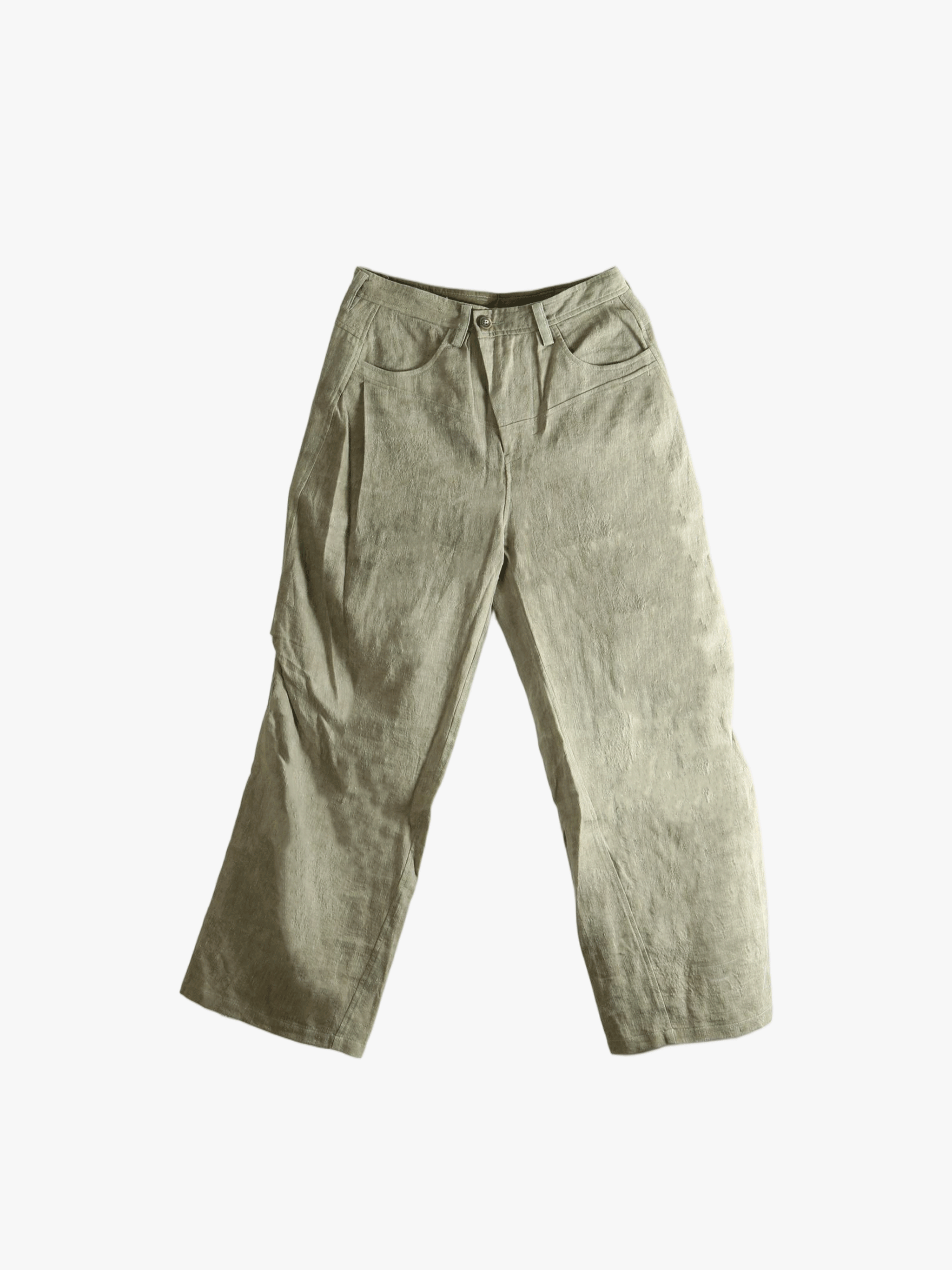 Green jeans, front view