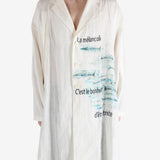 White jacket worn by a person, showing the jacket's fit