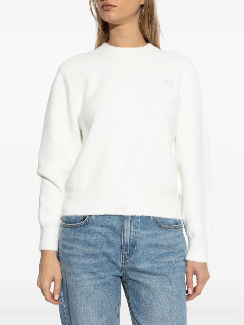 T BY ALEXANDER WANG - Women Embroidered Logo Relaxed Crewneck Pullover