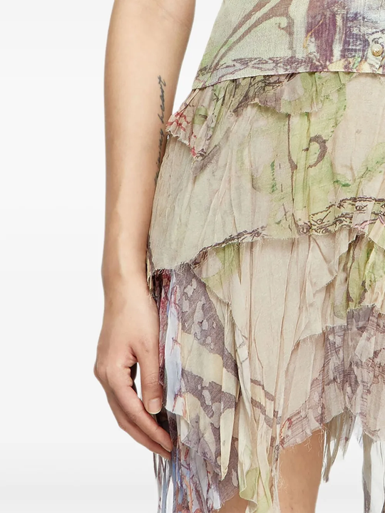 Close up of the brown knitwear, showing texture of the cotton and polyamide fabric