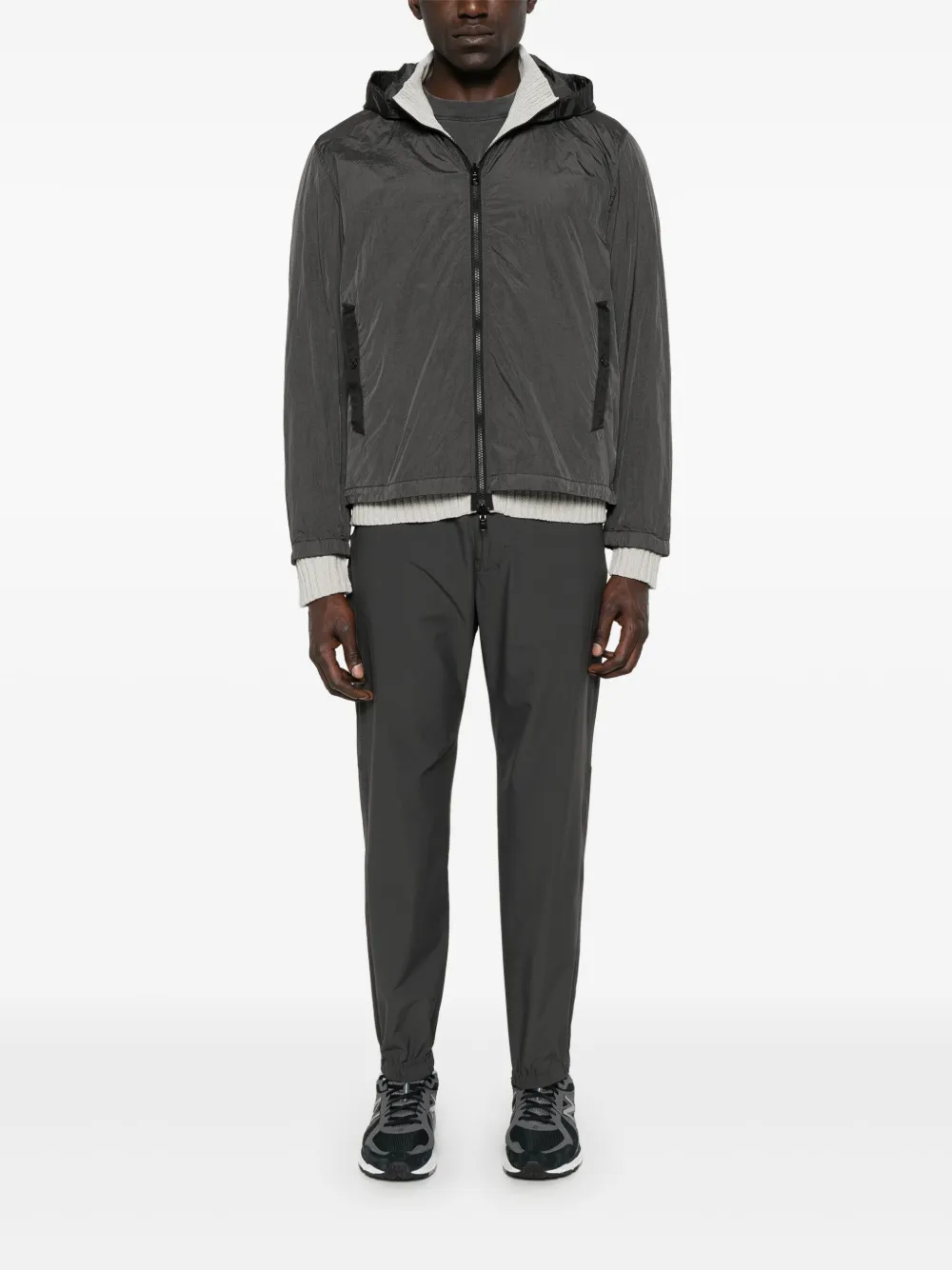 Grey coat, full body view