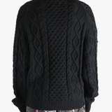 Black knitwear worn by a person, showing the knitwear's fit