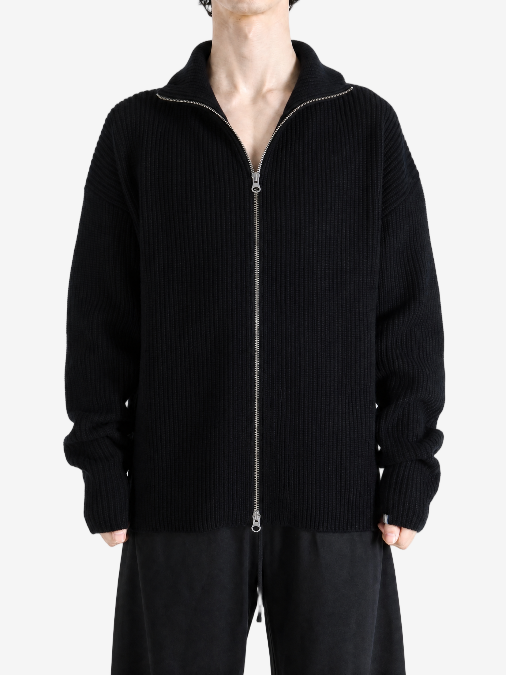 Black hoodie, full body view