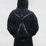 Black hoodie, full body view