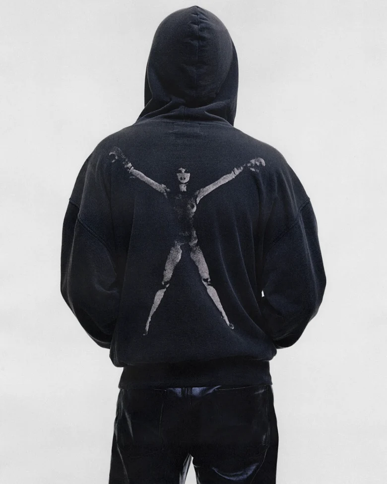 Black hoodie, full body view