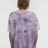 Purple t-shirt, full body view