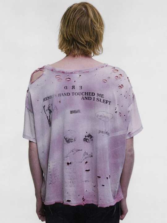 Purple t-shirt, full body view