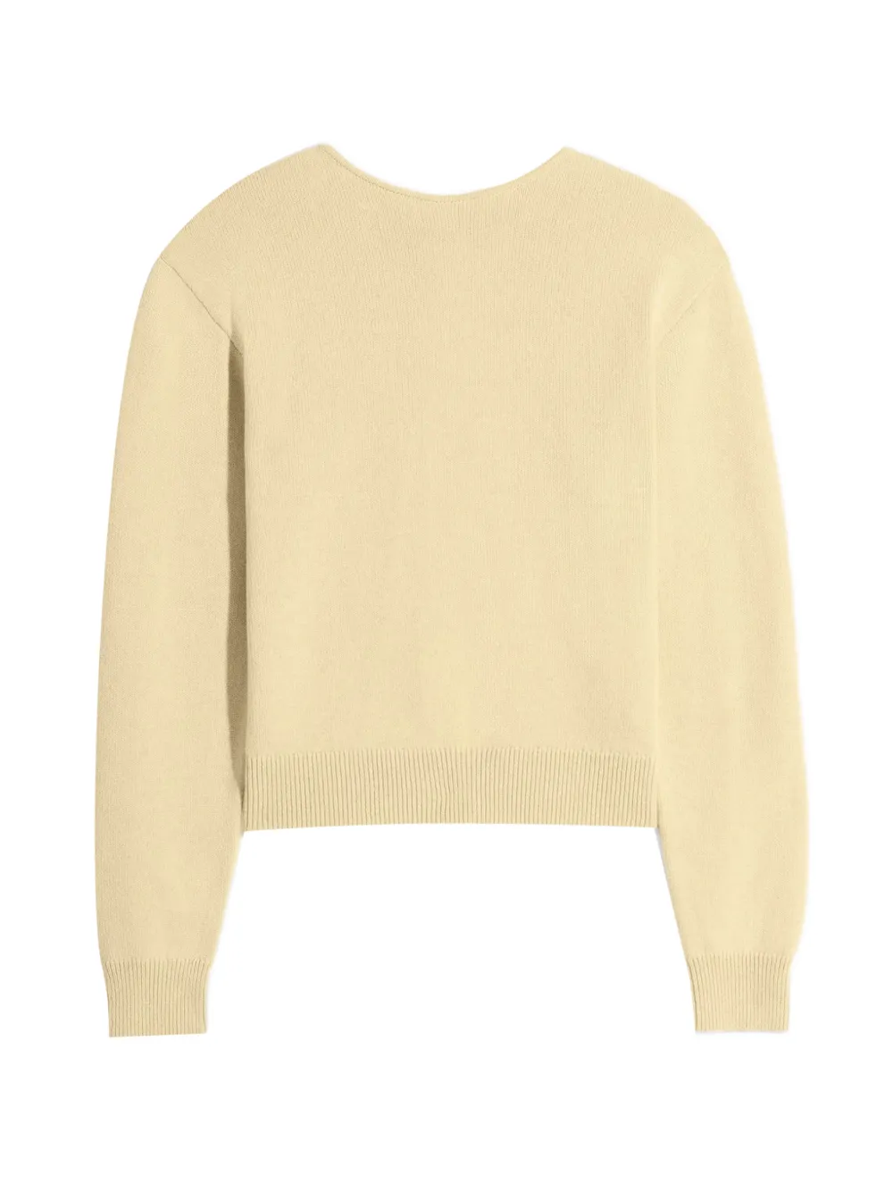 Tan knitwear, back view