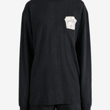 Black t-shirt, full body view