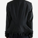 Black jacket worn by a person, showing the jacket fit