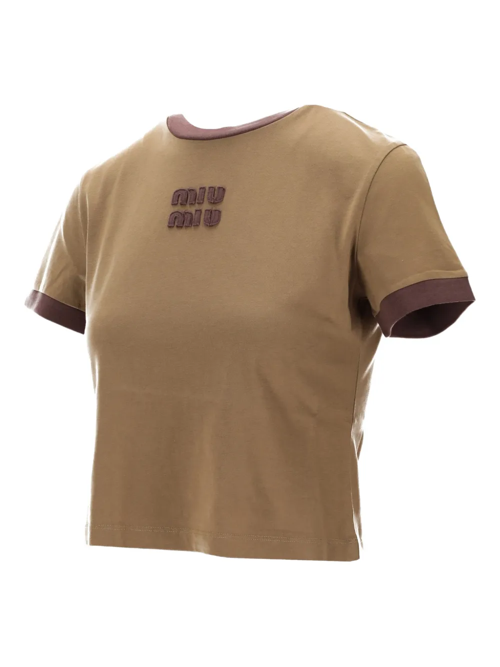 tan t-shirt, side view