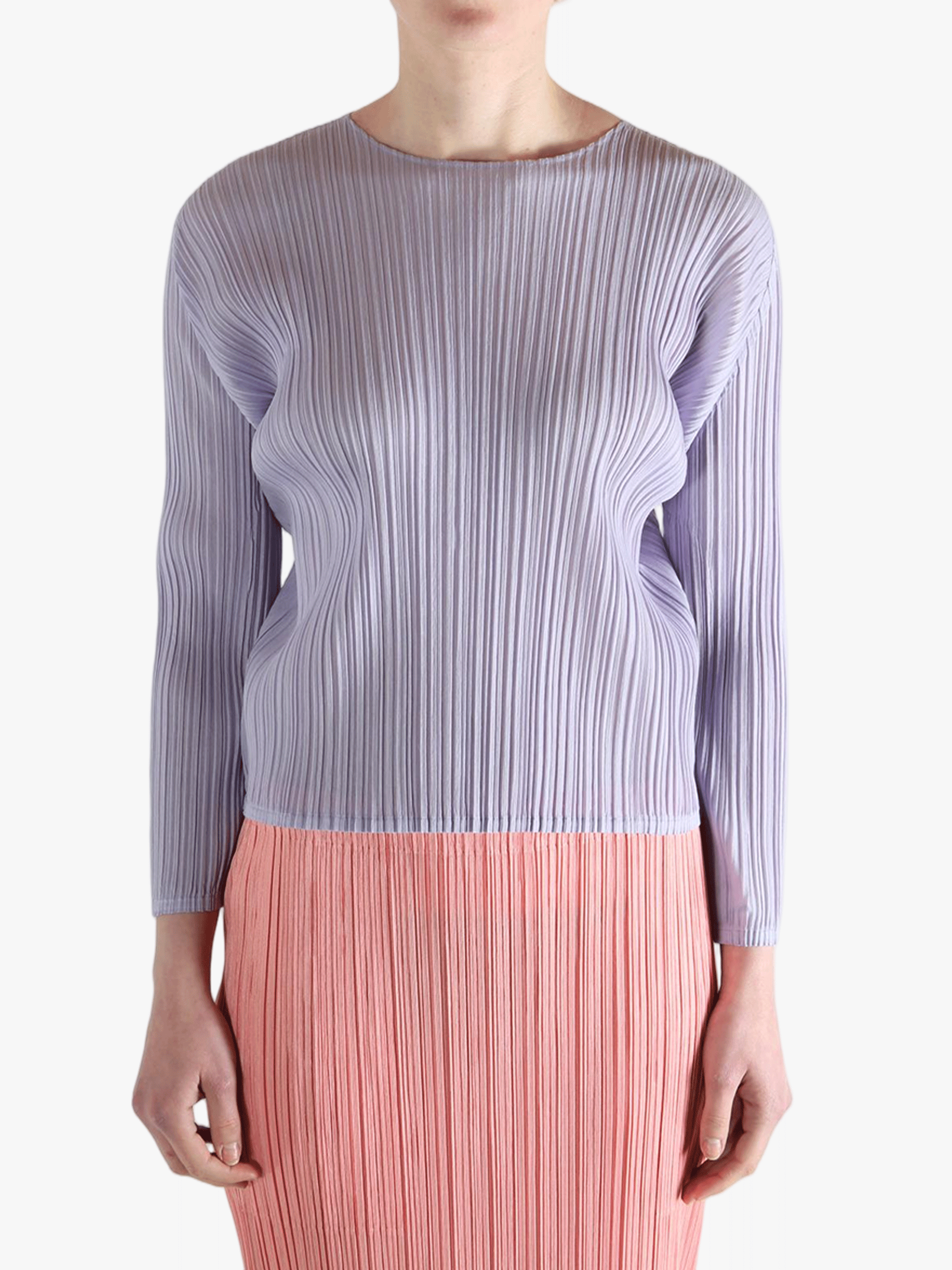 Purple shirt worn by a person, showing the shirt's fit