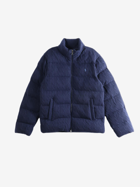 Navy knitwear, front view