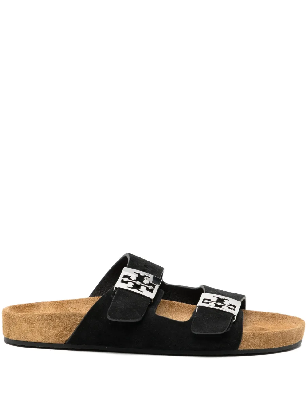 Black sandals, front view