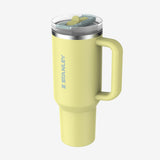 Yellow straw tumbler, side view