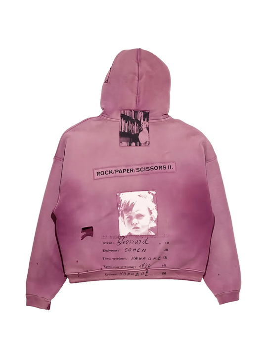 Purple hoodie, back view