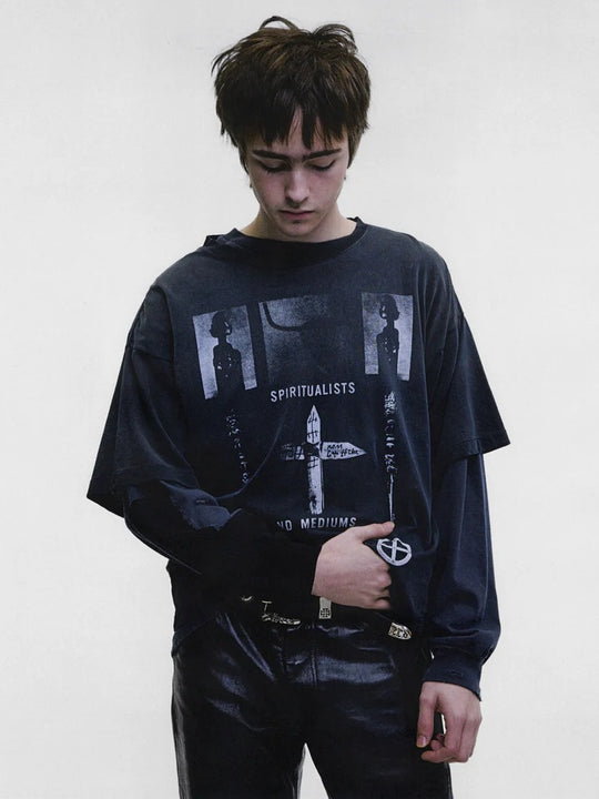 Black t-shirt worn by a person, showing the t-shirt fit