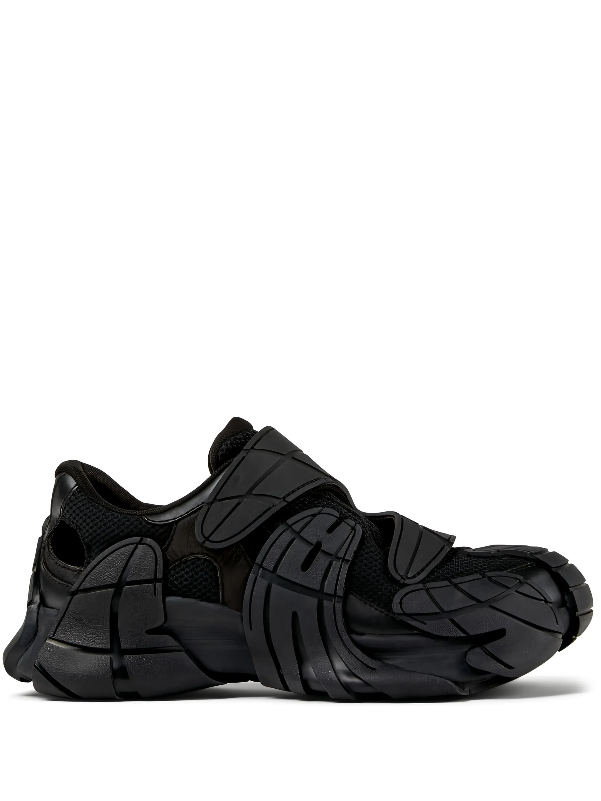 black sneakers, front view