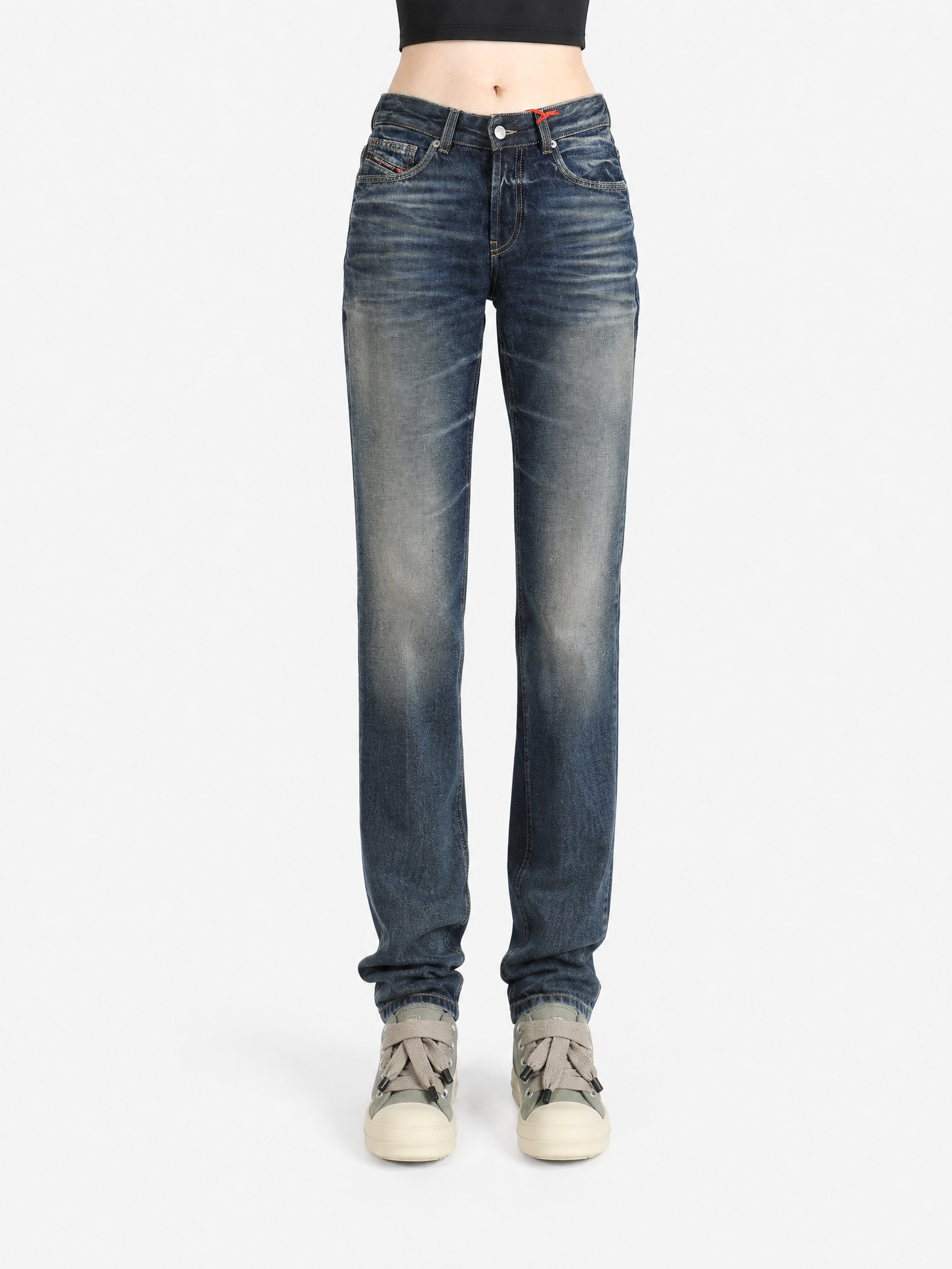 Blue pants, full body view
