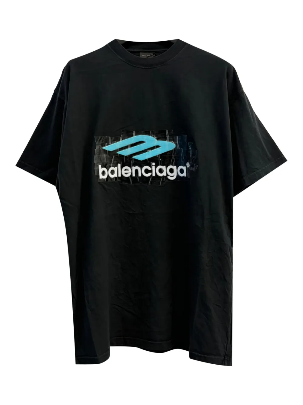 black t-shirt, front view
