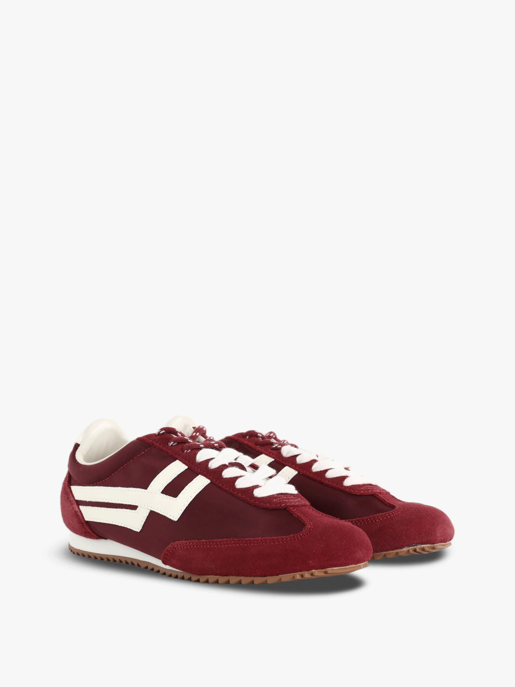Burgundy shoes, front view