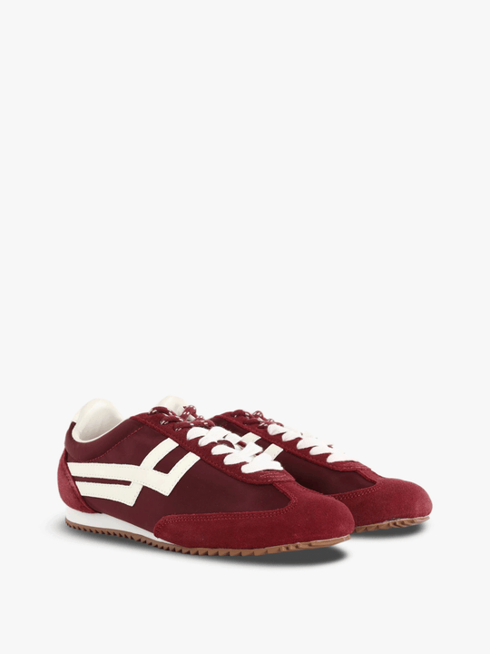 Burgundy shoes, front view