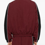 Burgundy jacket, full body view