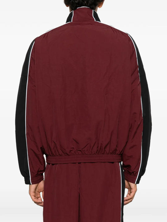 Burgundy jacket, full body view