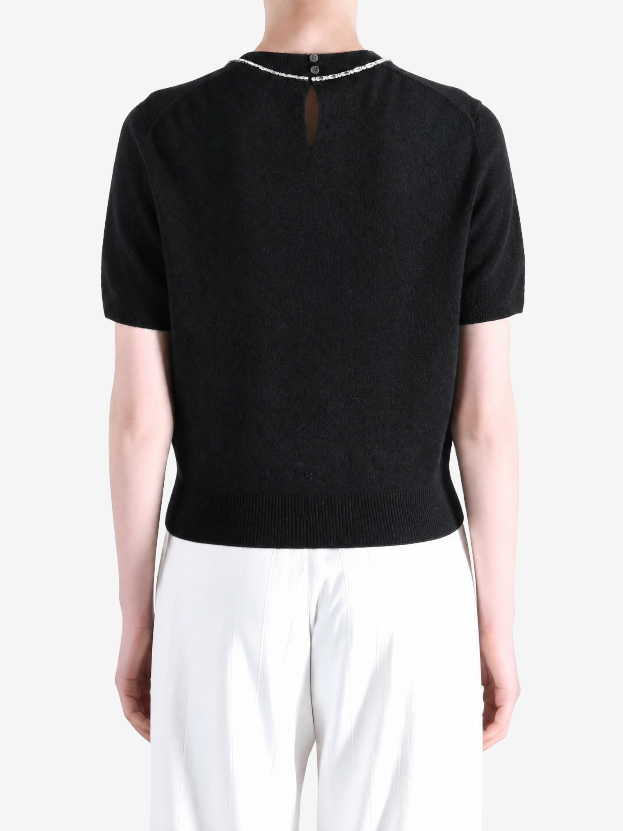 Black t-shirt, full body view