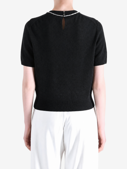 Black t-shirt, full body view