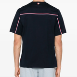 Blue t-shirt worn by a person, showing the shirt's fit