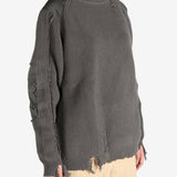 Y'S - Women Distressed Military Sweater