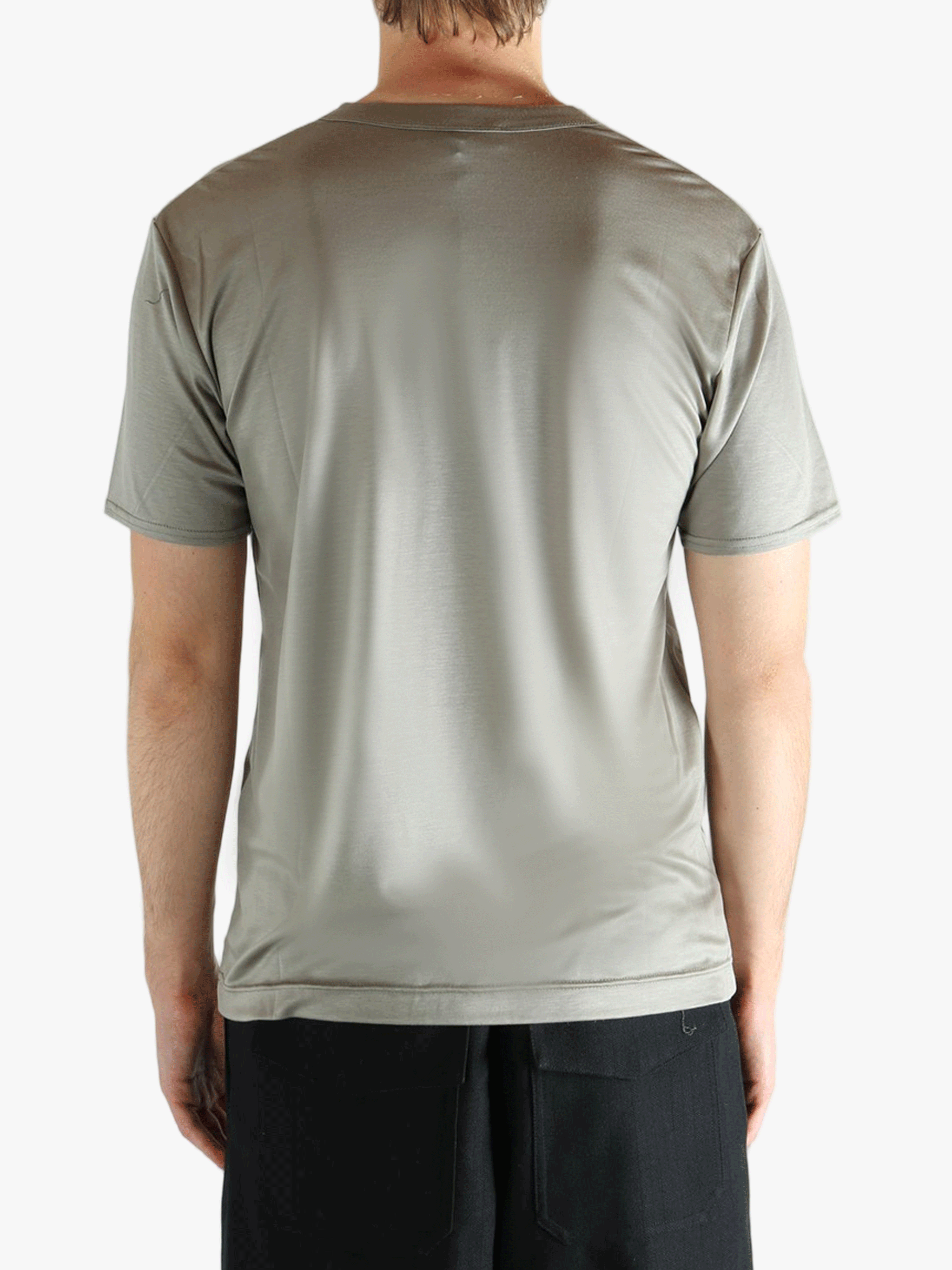 Green t-shirt, back view