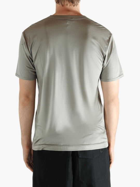 Green t-shirt, back view