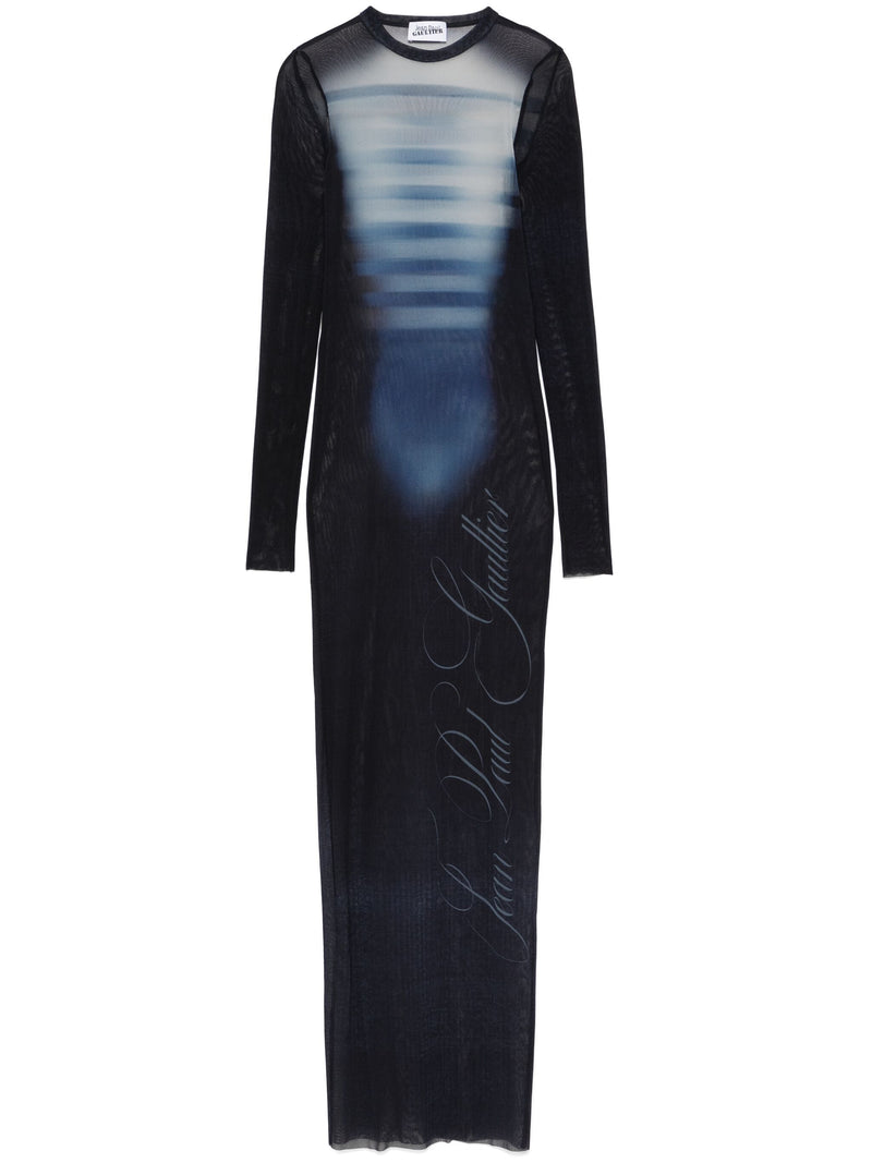 JEAN PAUL GAULTIER - Women Printed "Le Mâle" Mesh Long Dress