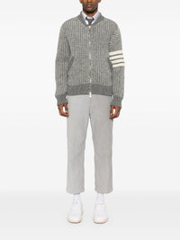 THOM BROWNE - Men Bicolor Tuck Rib Stitch Zip Up Bomber Jacket