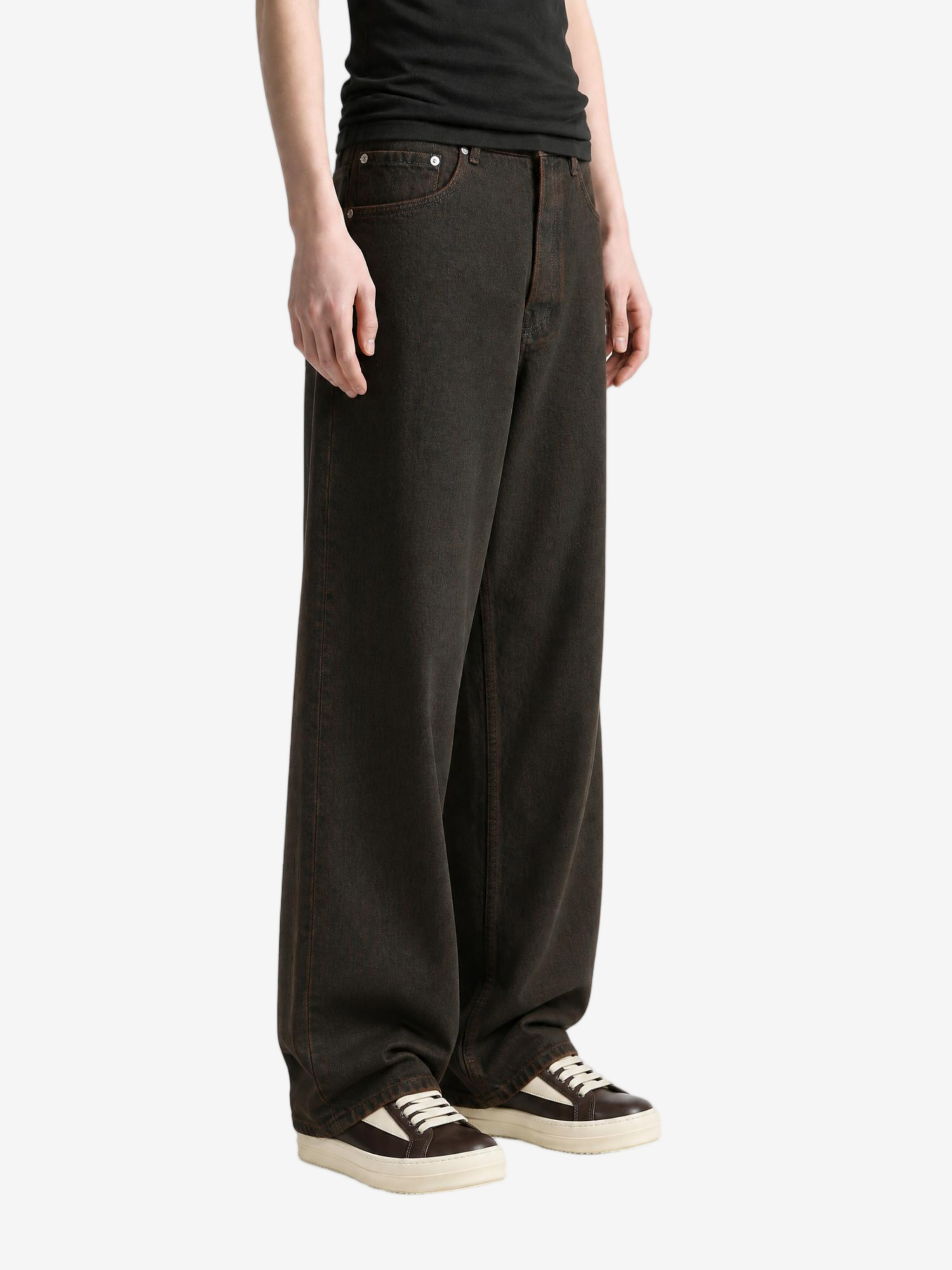 Brown pants, full body view
