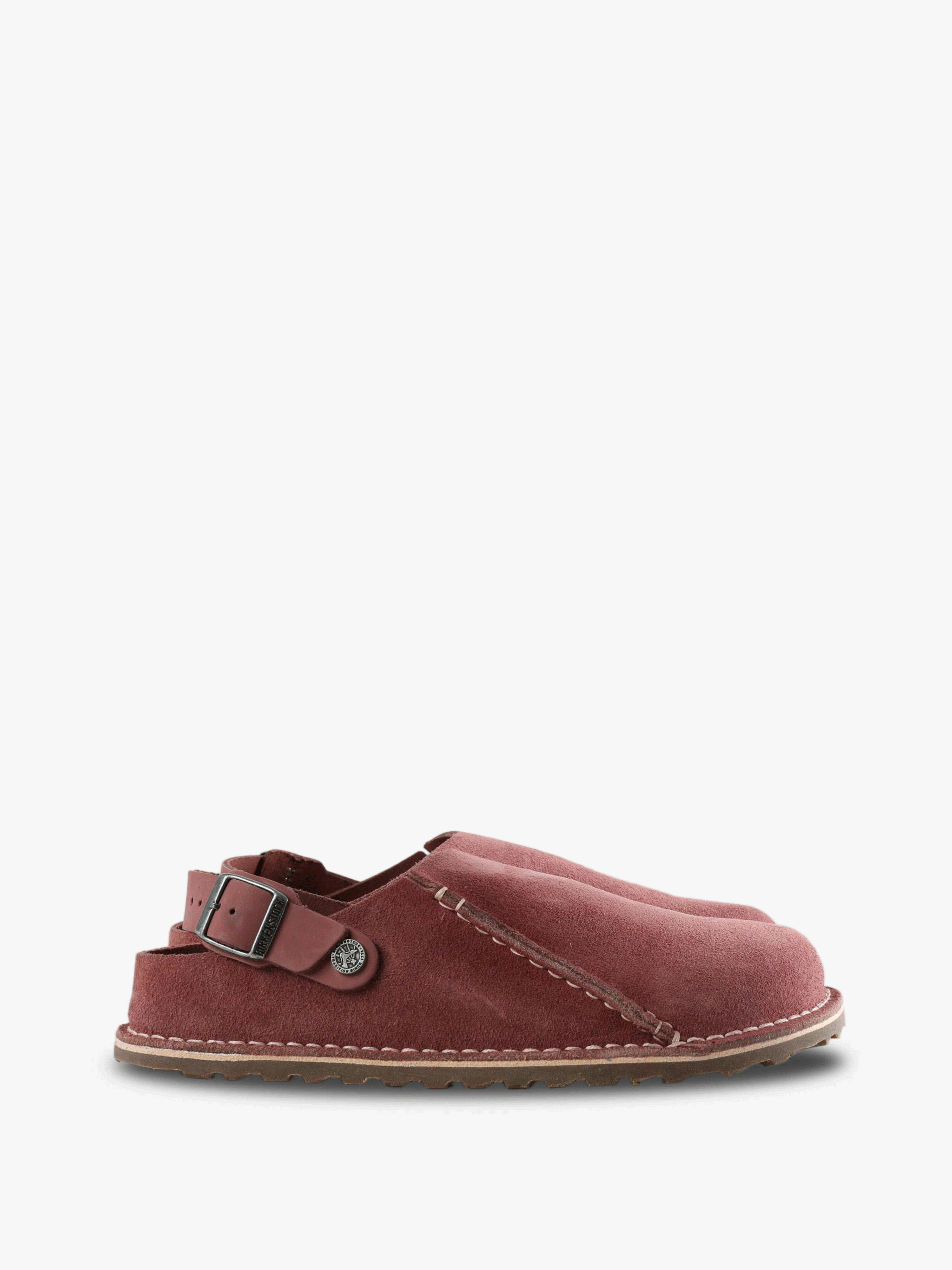 Burgundy sandals, front view
