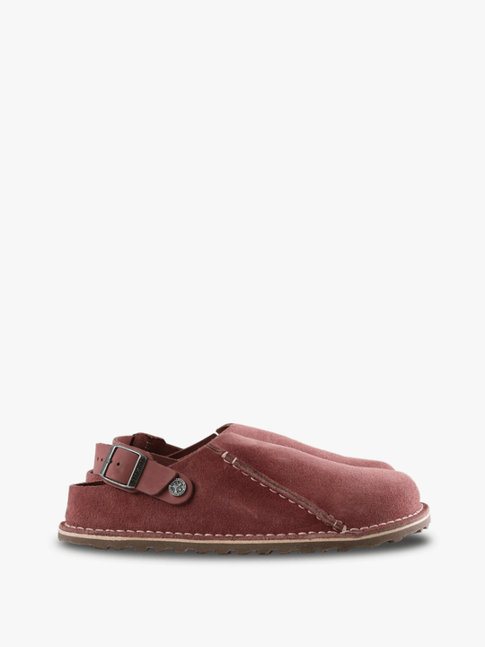 Burgundy sandals, front view