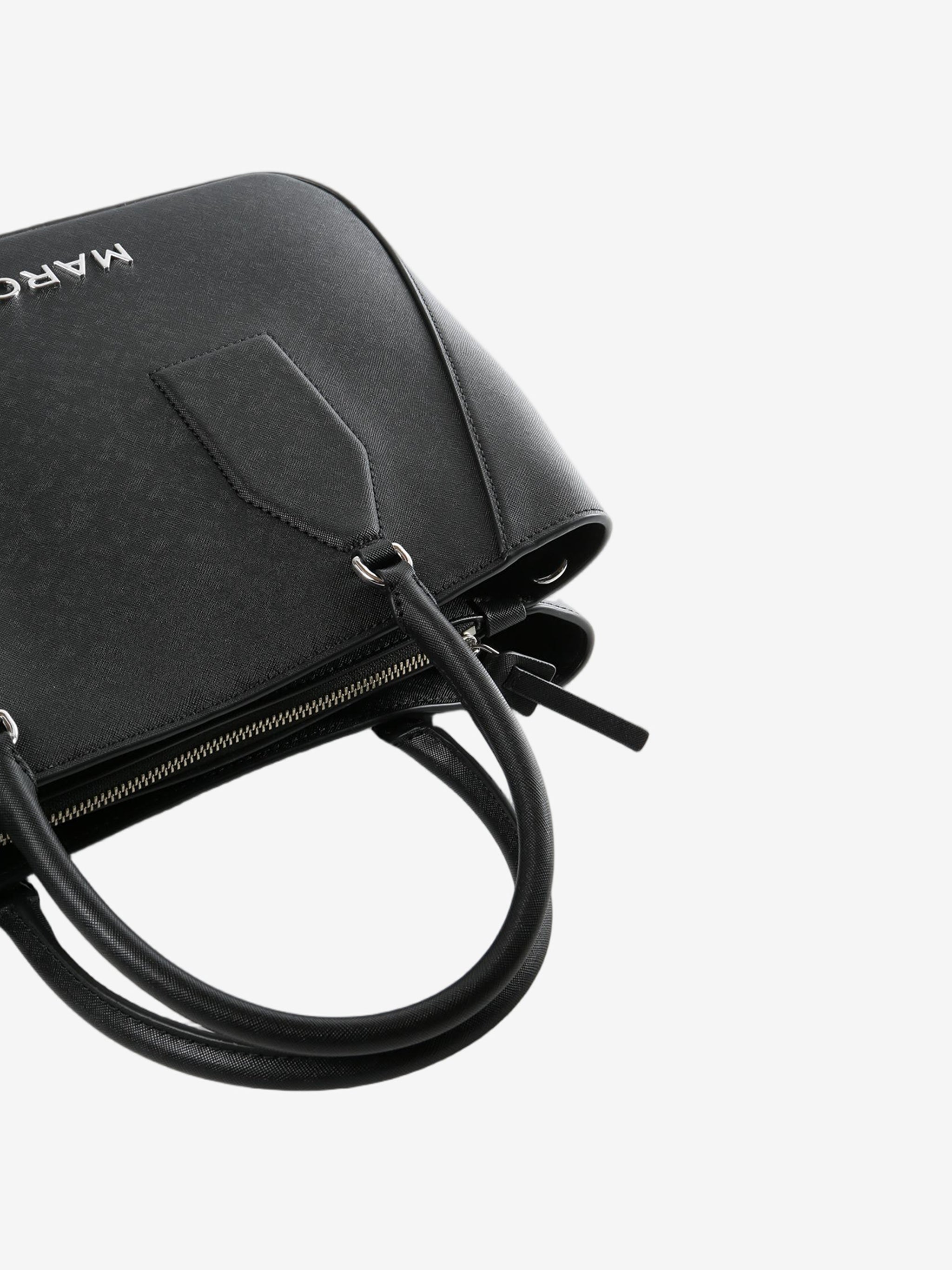 Close up of black bag, showing texture of the polyurethane fabric