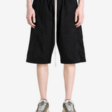 Black shorts, full body view