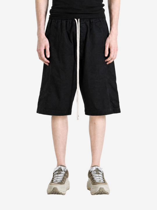 Black shorts, full body view