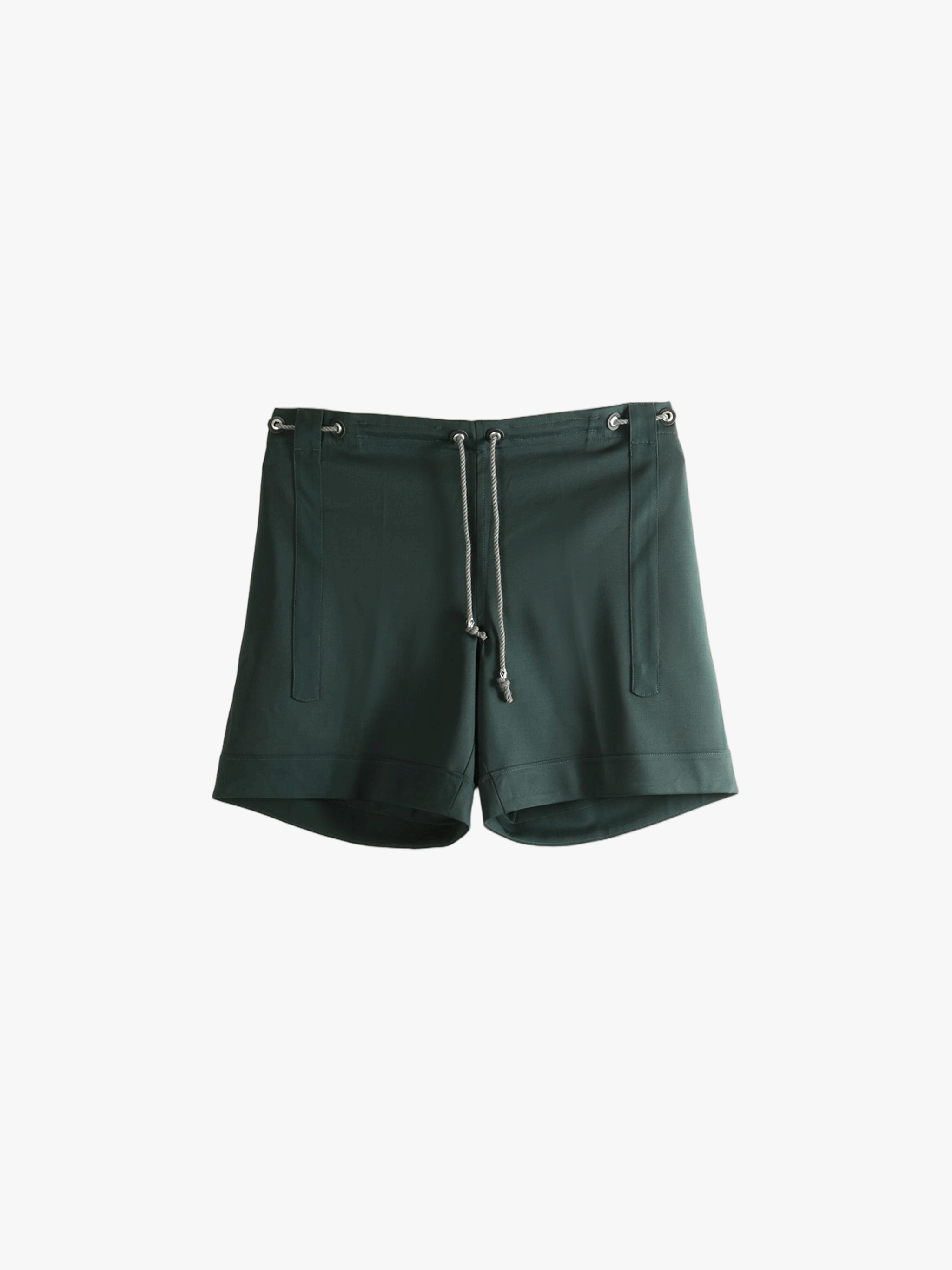 Green short, front view