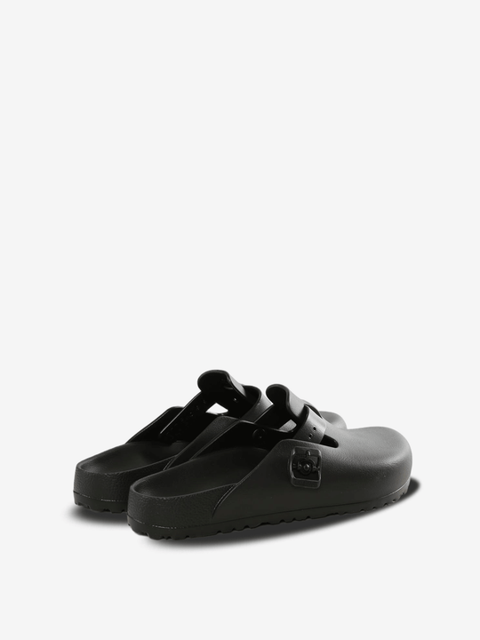 Black sandals, back view