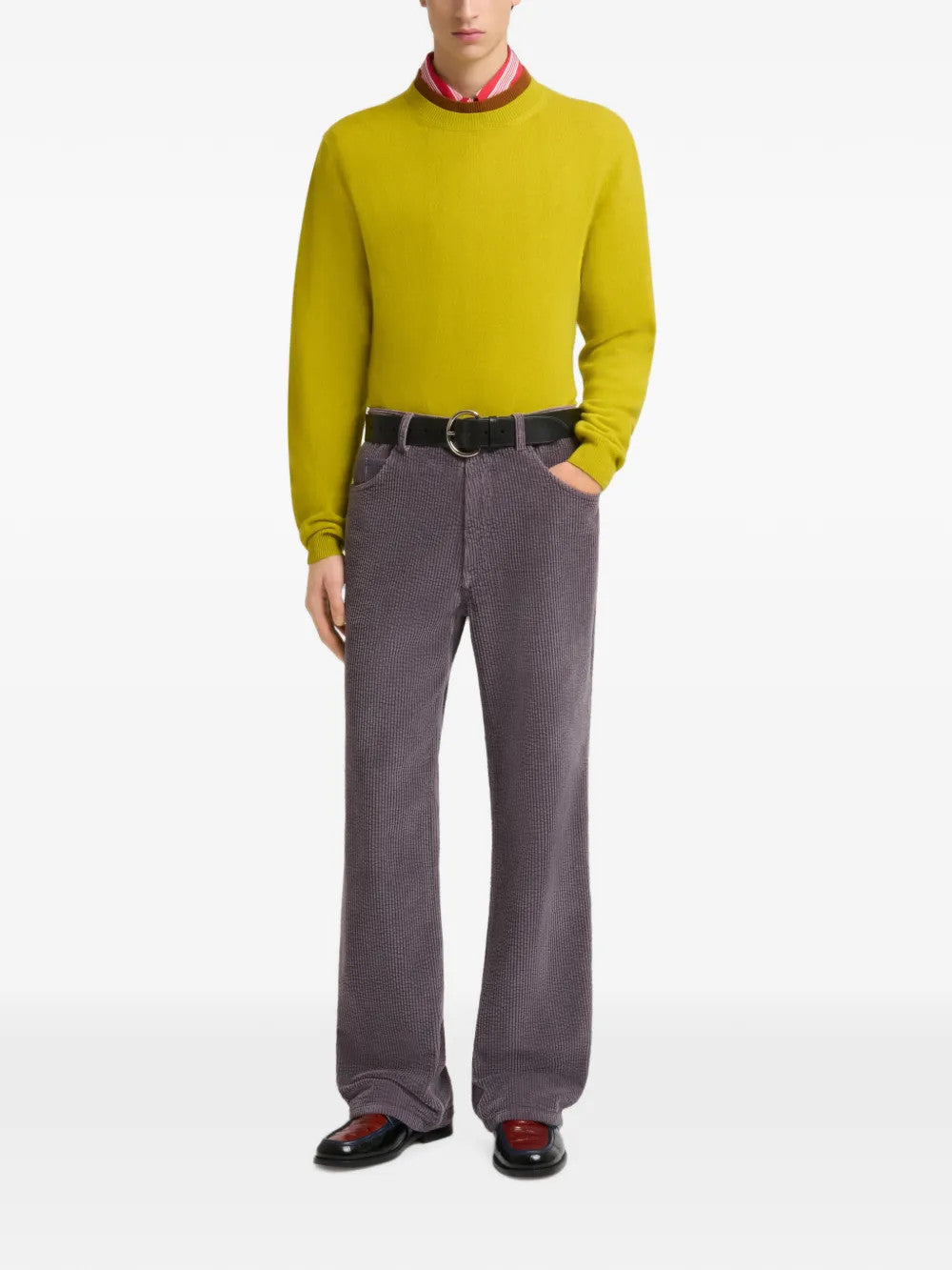 Grey pants, full body view