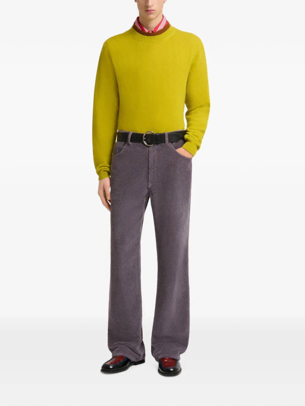 Grey pants, full body view