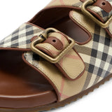 Tan sandals, front view