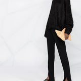 Black knitwear, full body view