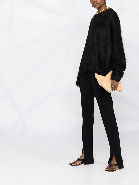Black knitwear, full body view