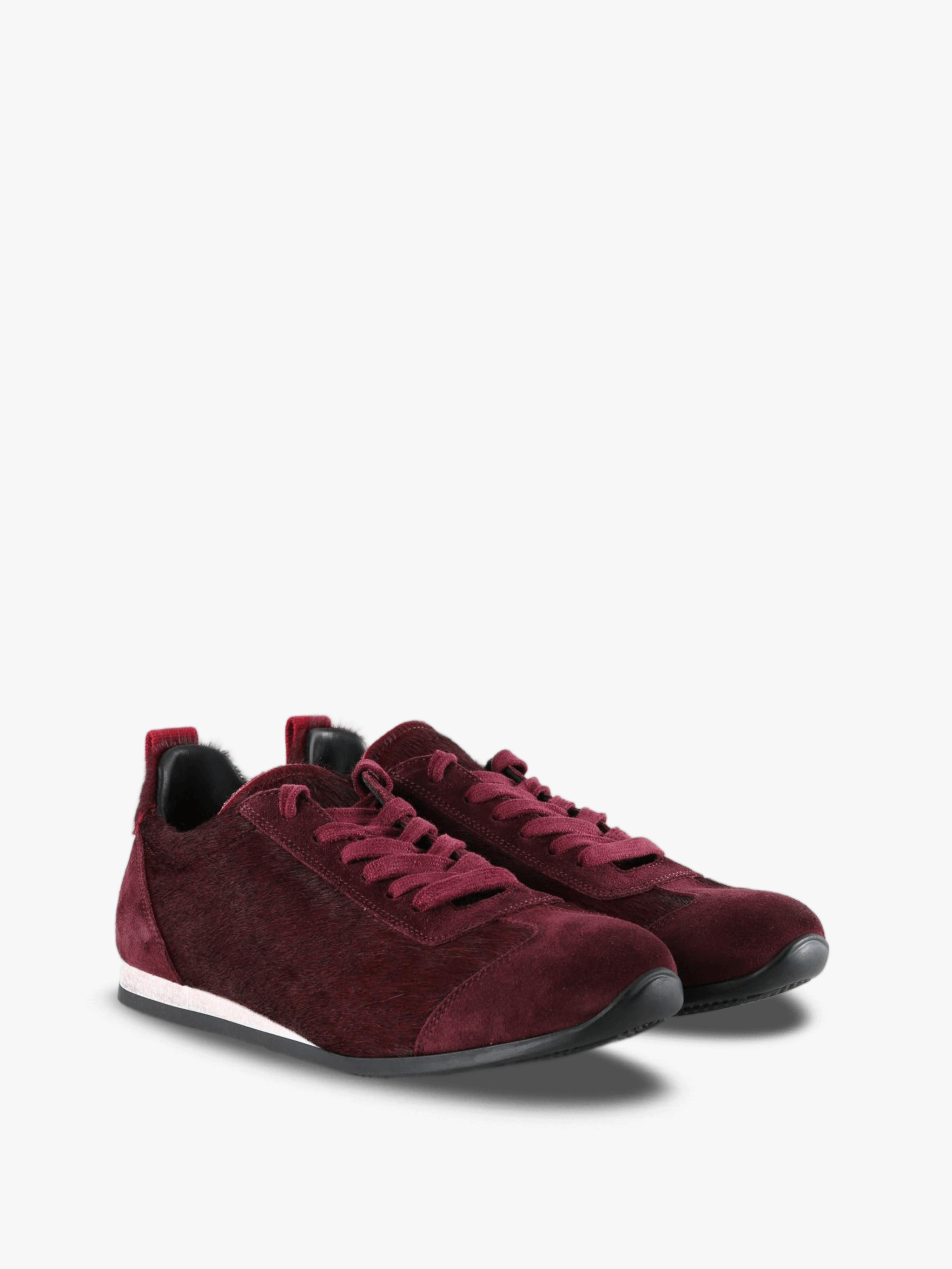Burgundy shoes, front view